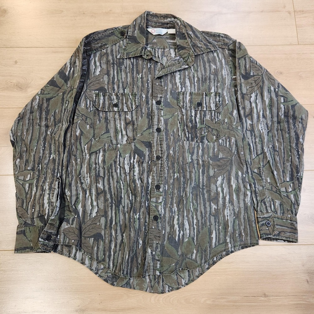 Vintage Sports Afield Shirt Mens Large Realtree Camo Hunting Button Up USA
